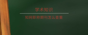 知网职称期刊怎么查重